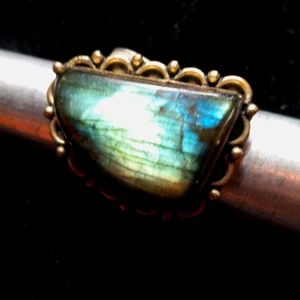111 NWT Labradorite gemstone crystal 925 silver ring size 7.5 free shipping sale
